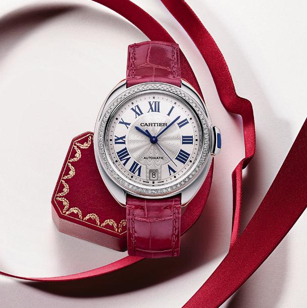 The stainless steel fake watches are decorated with diamonds.